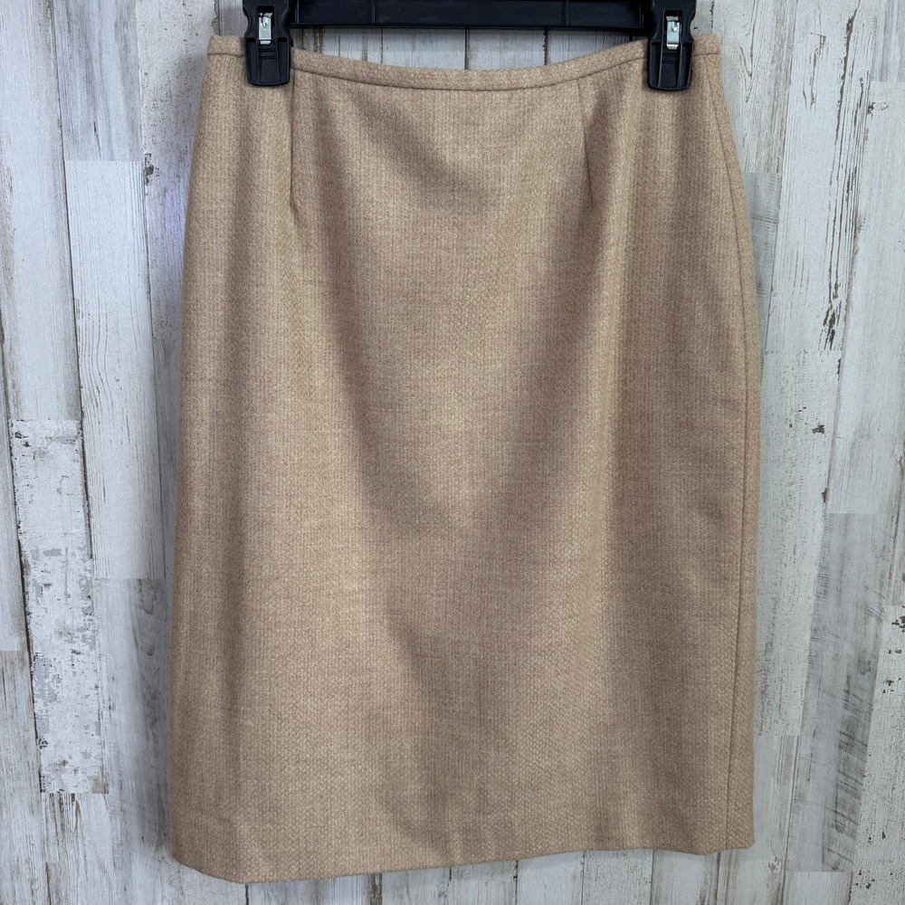 Lafayette 148 Skirt Womens 6 Camel Wool Cashmere Pencil‎ Skirt Old Money Luxury